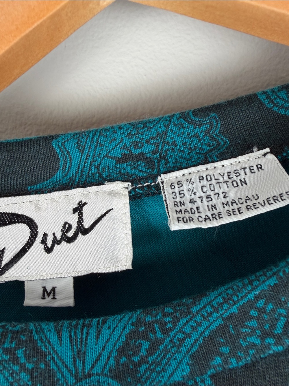 Vintage Duet Teal Paisley Tee Layering Whimsy Retro - Picture 3 of 8